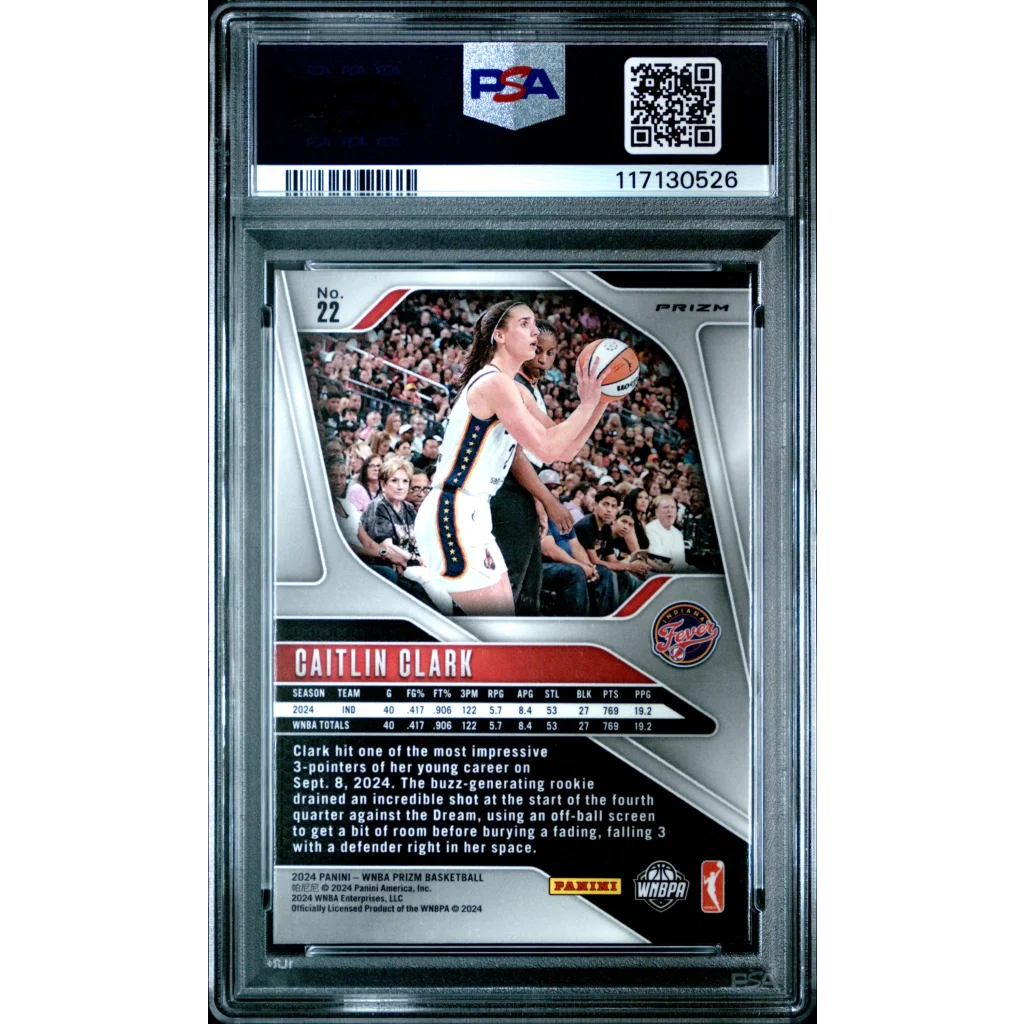 Graded PSA 10 2024 Panini Prizm Caitlin Clark #22 Ice Rookie RC card