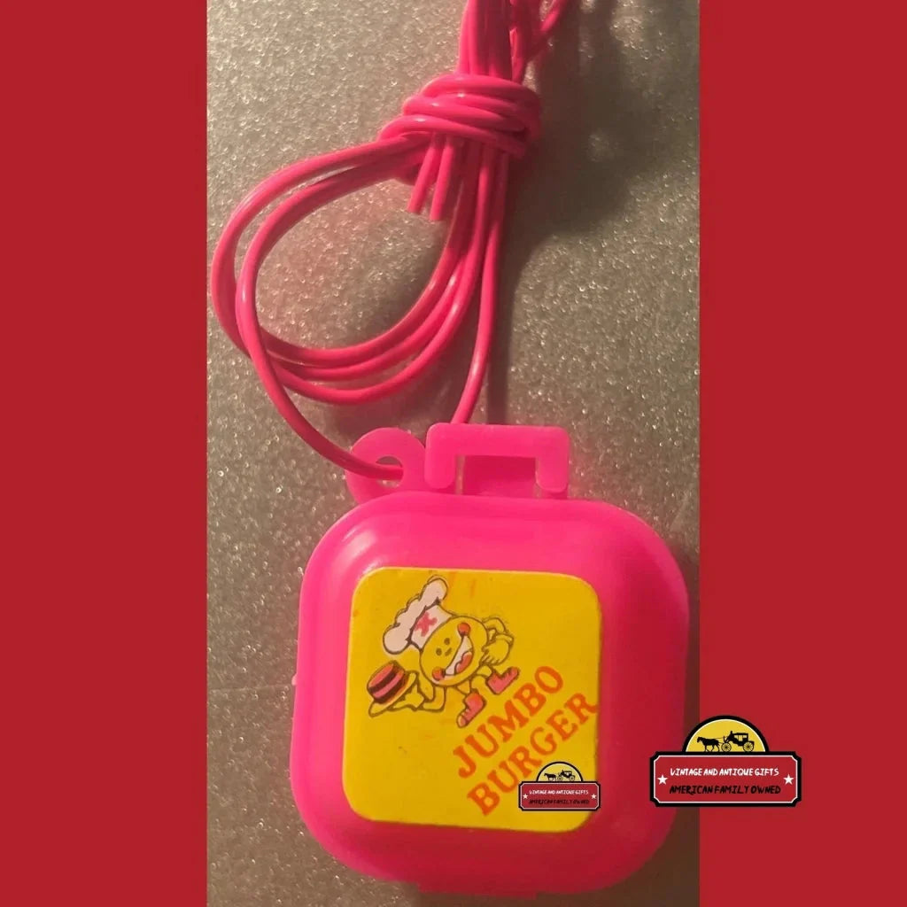Pink plastic Jumbo Burger container with logo, perfect for burger charms lovers