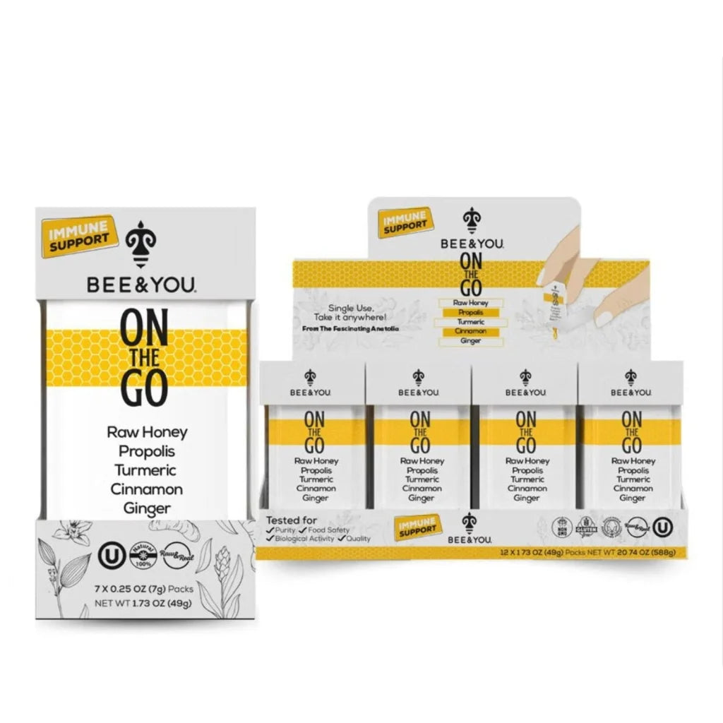 Bee & You immunity honey packets for immune health, 12 boxes of 7 packs