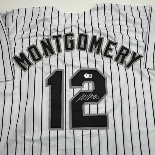 Autographed/Signed Colson Montgomery Chicago Pinstripe Baseball Jersey Beckett BAS COA