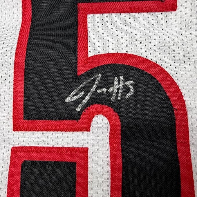 Framed Autographed/Signed Jrue Holiday 35x39 Portland White Basketball Jersey Beckett BAS COA