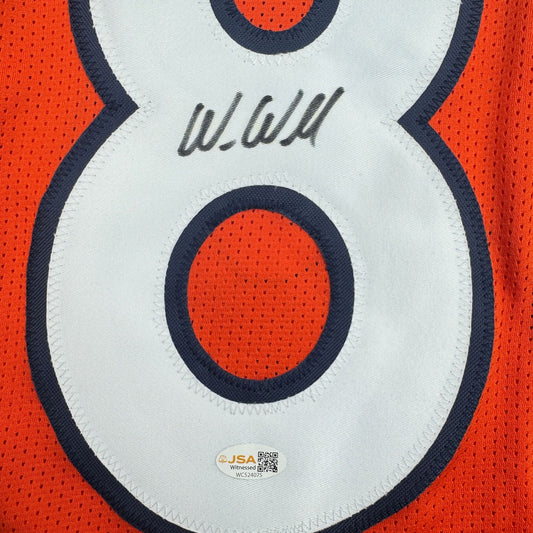 Autographed/Signed Wes Welker Denver Orange Football Jersey JSA COA