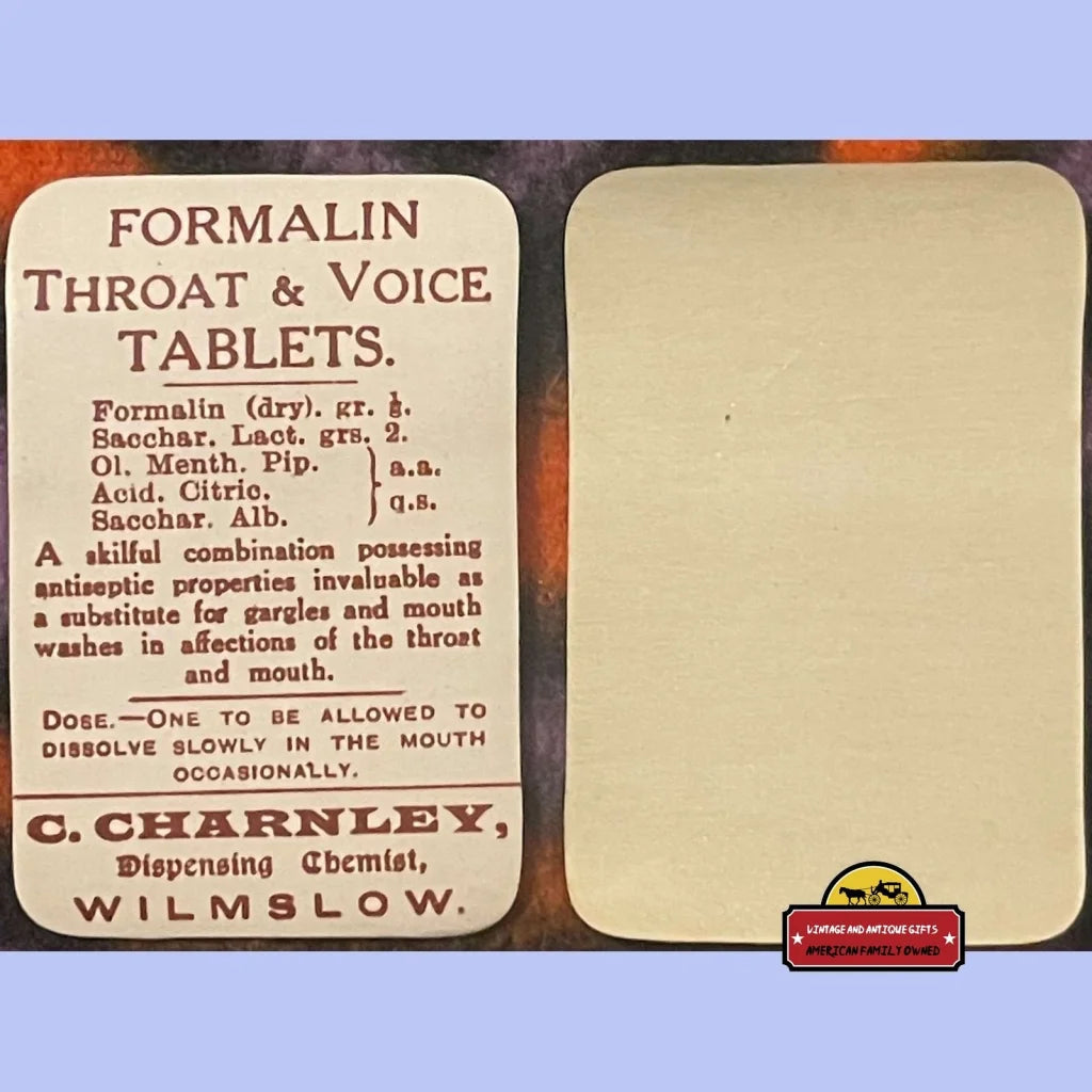1910s Antique Formaline Pharmacy Label Aka Formaldehyde To Cure Your Throat? Vintage Advertisements and Gifts Home page