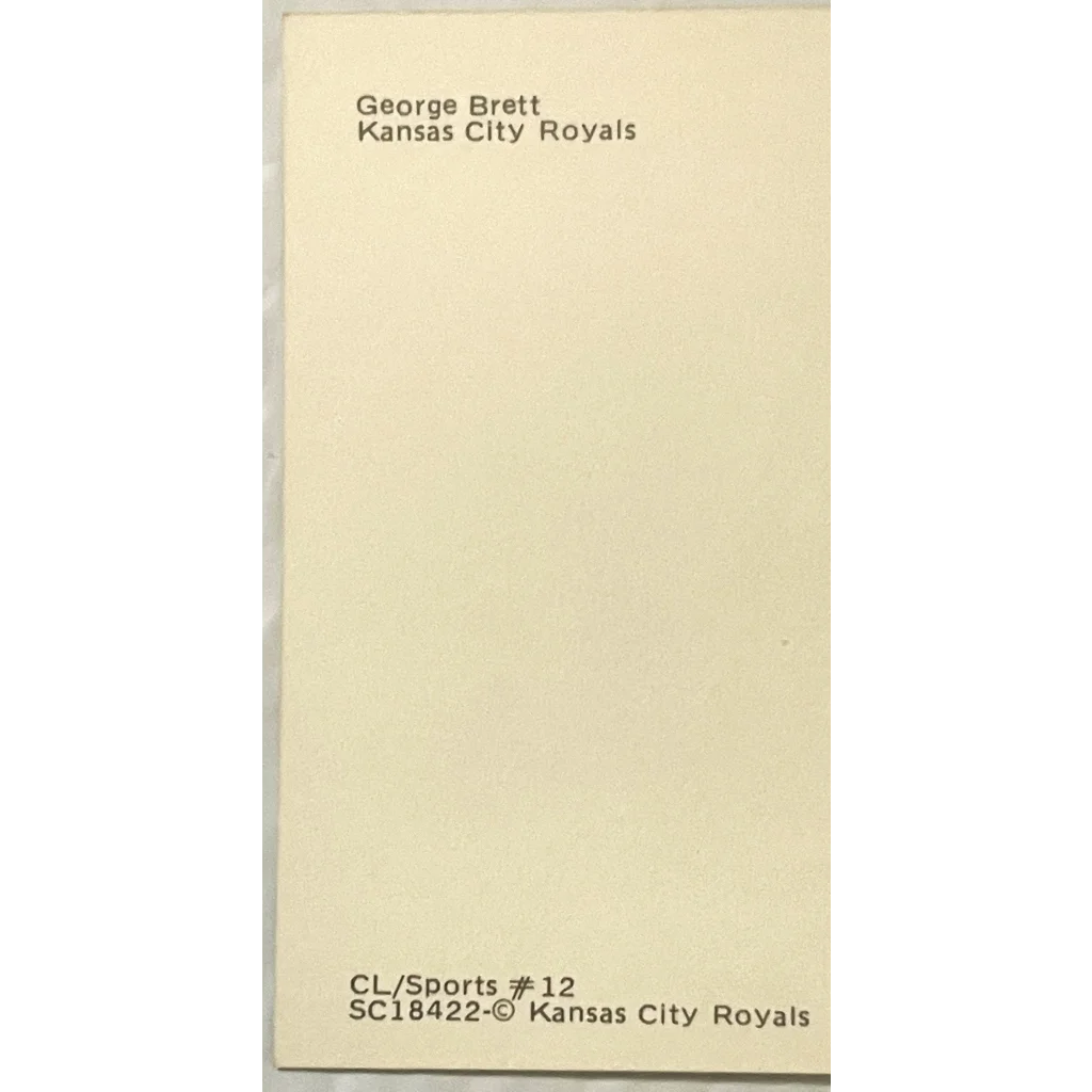Blank cream-colored baseball card template featuring George Brett Royals Postcard design