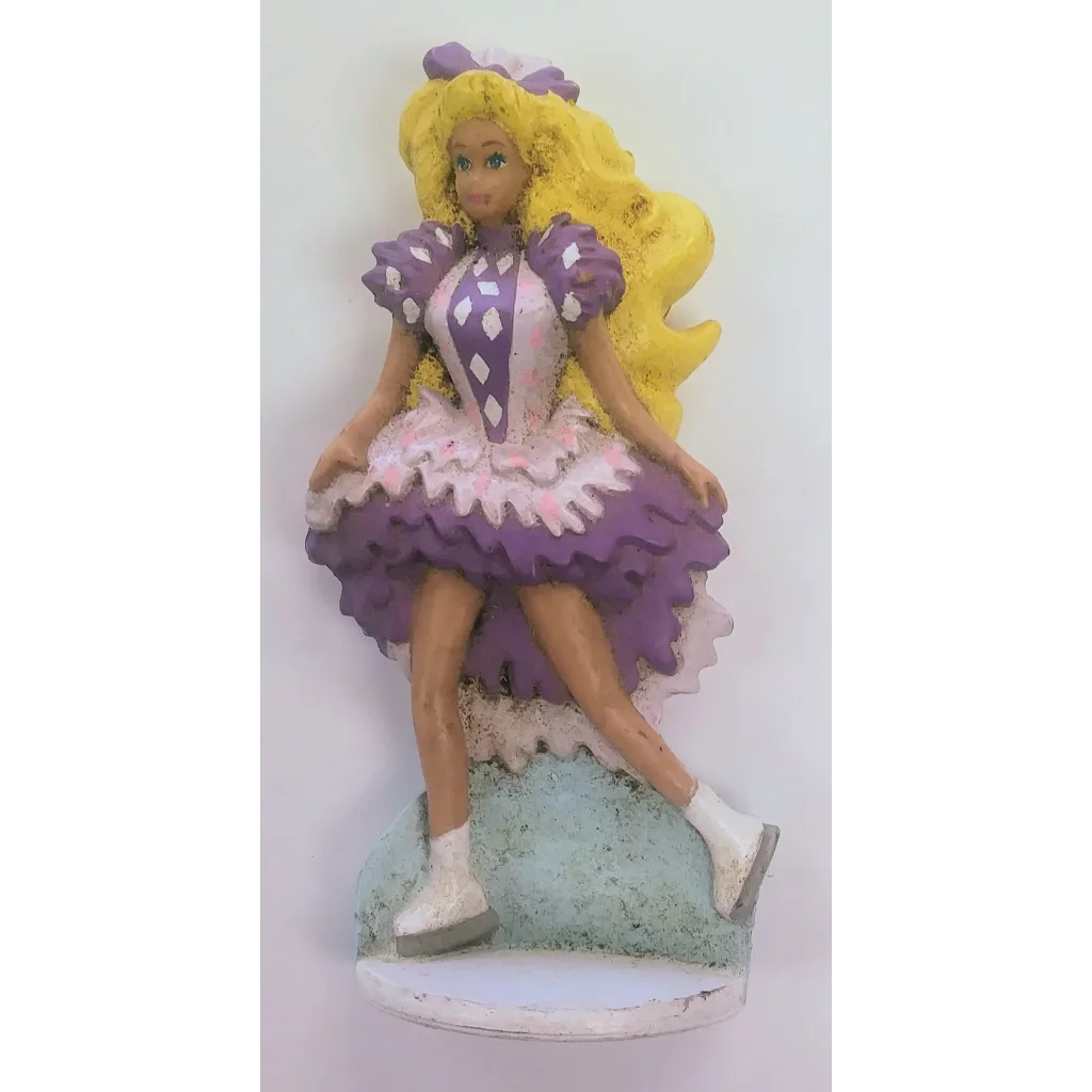 1991 McDonalds Happy Meal toy: lavender white ruffled ice skater Barbie