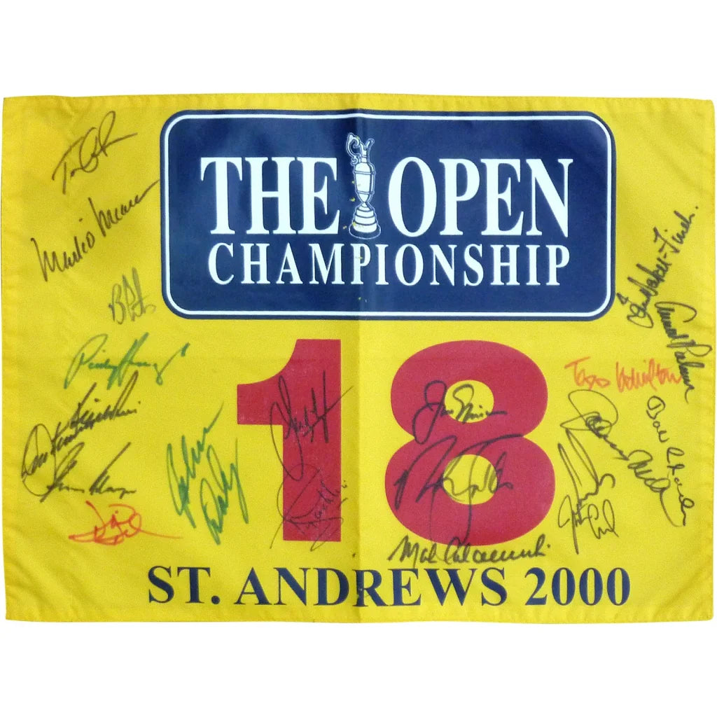 2000 British Open St. Andrews pin flag autographed by 19 champions