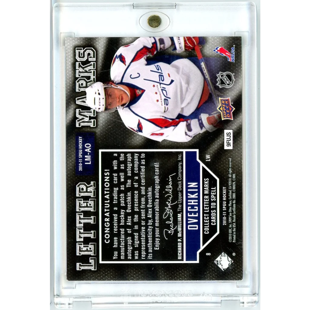 2010 SP Game Used Alexander Alex Ovechkin #LM-AO /50 Relic Autograph Auto Hockey Card | Certified Authentic Signed Memorabilia | vintageantiquesgifts.com