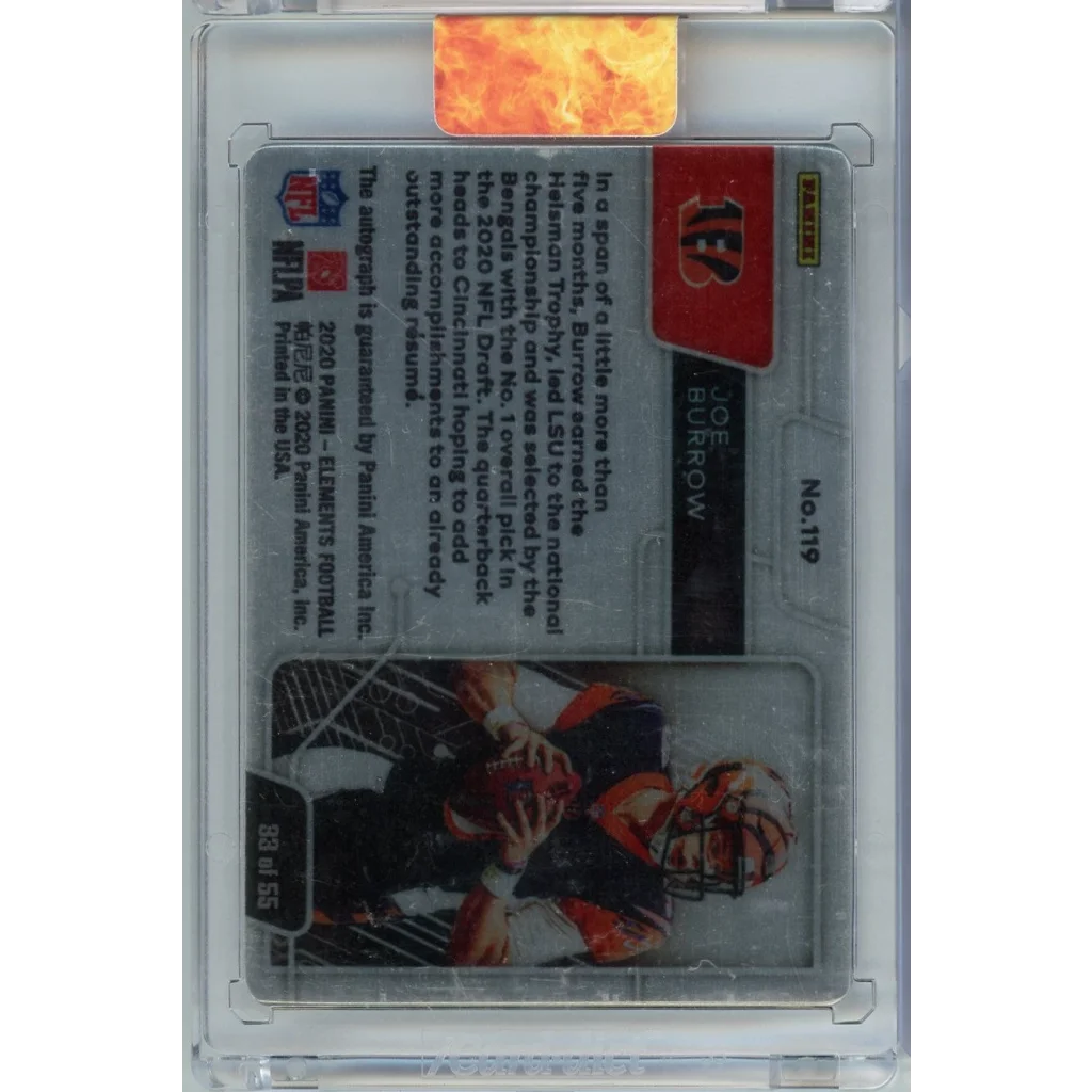 2020 Panini Elements Joe Burrow #119 Rookie Auto /55 Rookie RC Football Card