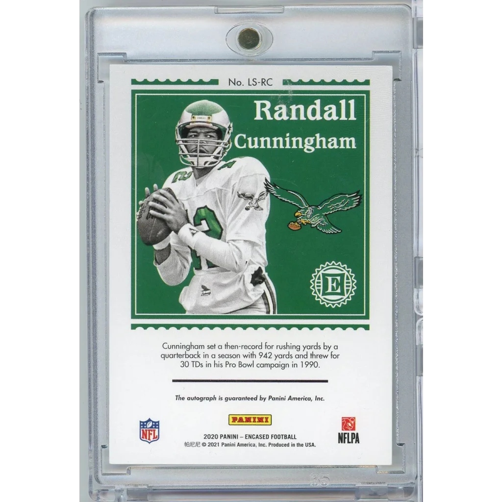 2020 Panini Encased Legendary Signatures Randall Cunningham #LSRC Auto /10 Football Card