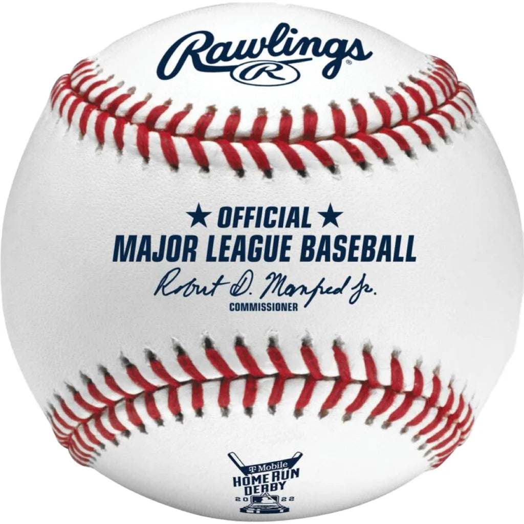 Rawlings white baseball with red stitching, 2022 Home Run Derby from Dodger Stadium