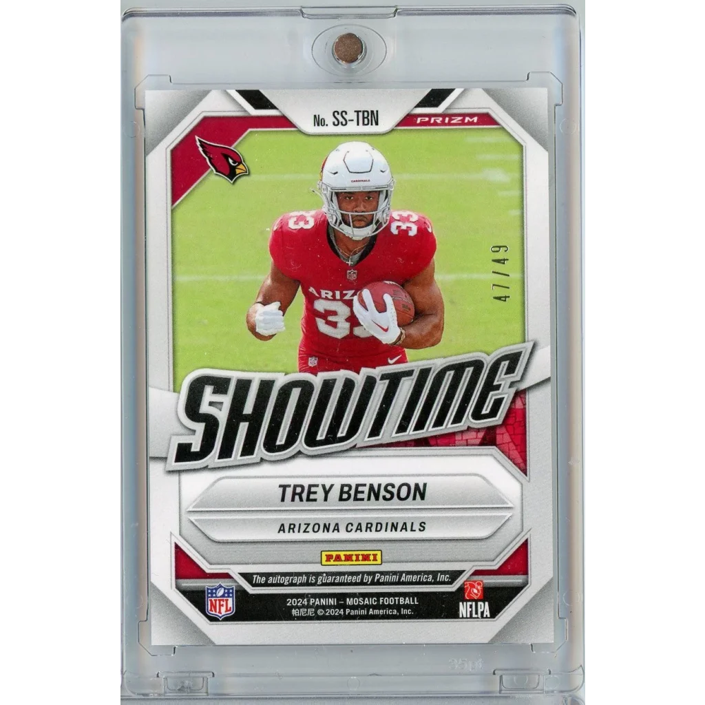 2024 Panini Mosaic Showtime Trey Benson #SS-TBN /49 Auto Rookie RC Football Card | Certified Authentic Signed Memorabilia | vintageantiquesgifts.com