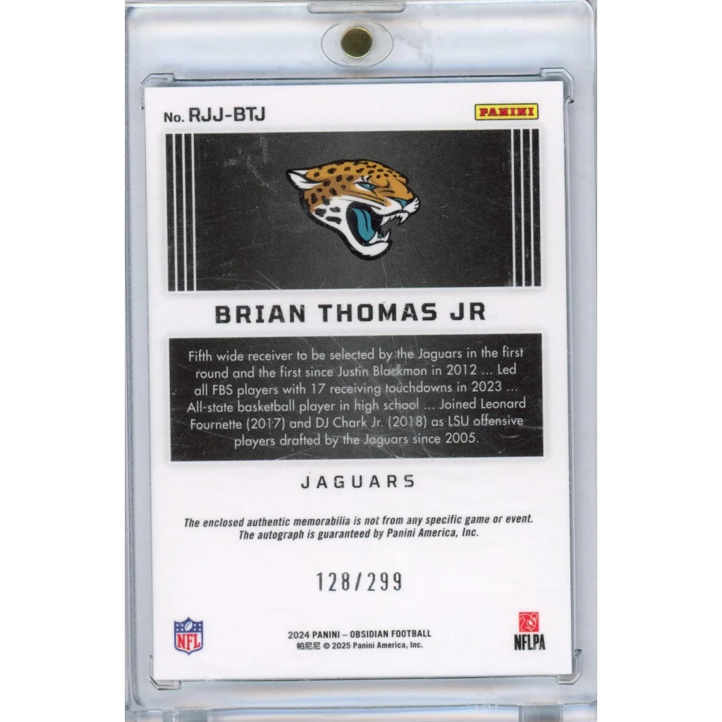 2024 Panini Obsidian Brian Thomas Jr Rookie Patch Auto /299 RC Card