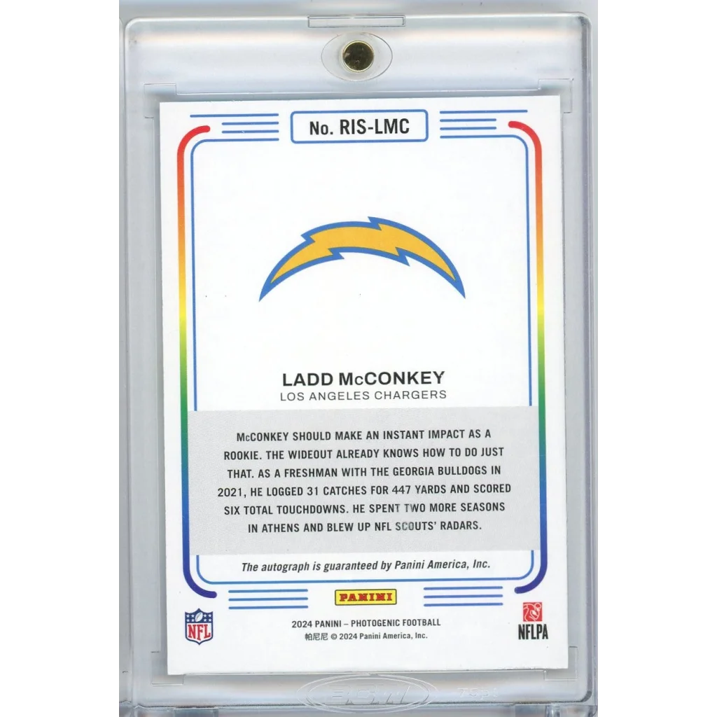 2024 Panini Photogenic Ladd McConkey #RIS-LMC Autograph Rookie RC Football Card
