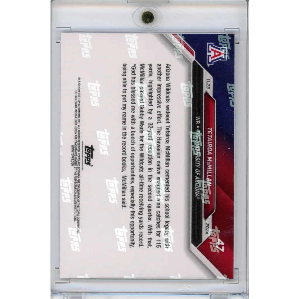 2024 Topps Bowman U Now Tetairoa McMillan #47 Purple #/25 Arizona Wildcats Football Card | Limited Edition /25 Purple Football Card | vintageantiquesgifts.com