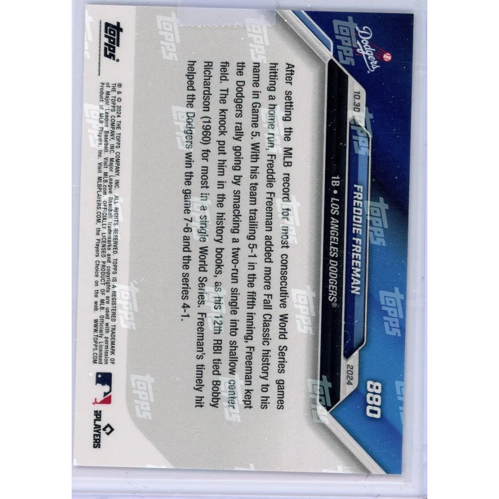 2024 Topps Now Freddie Freeman #880 Red /10 Dodgers Card