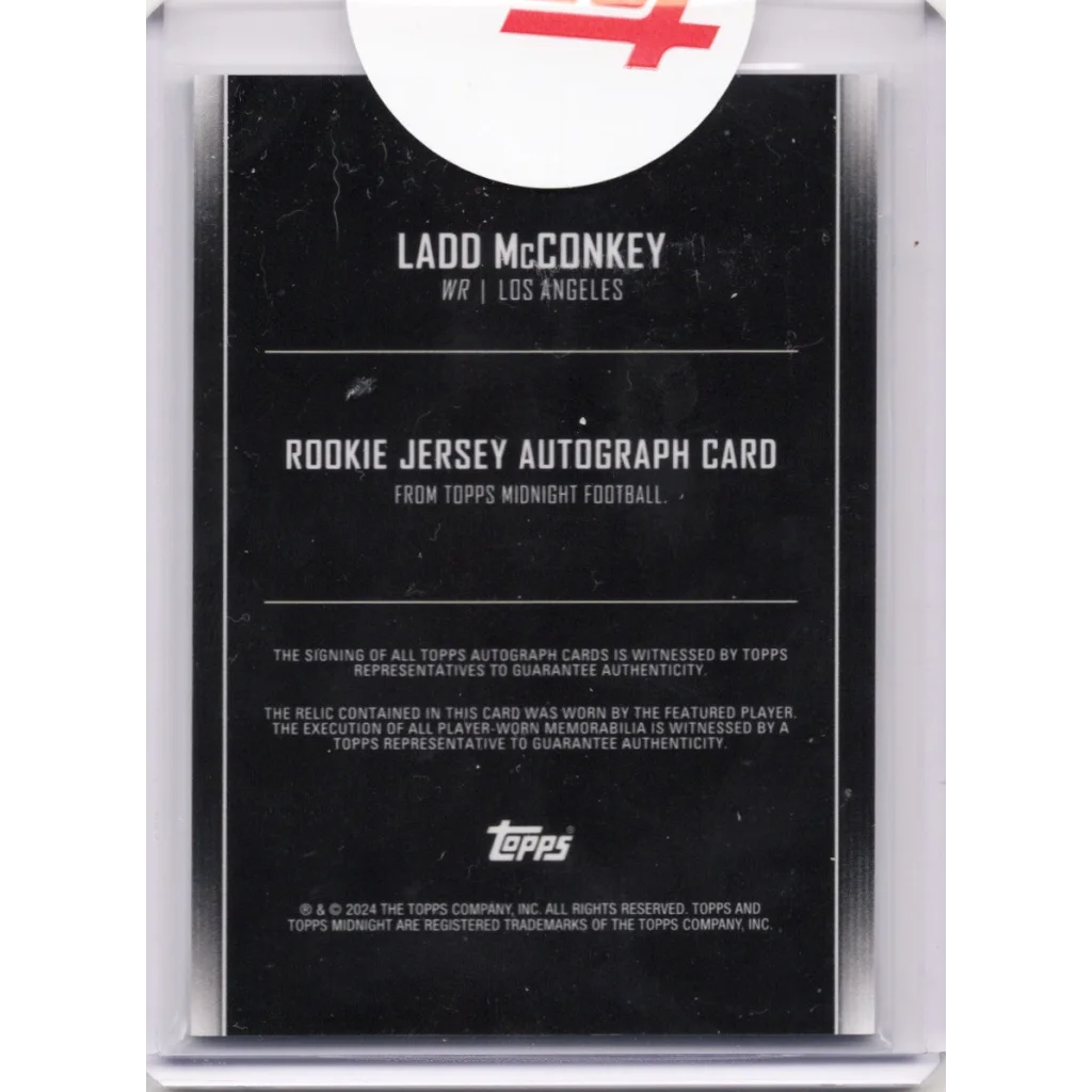 2024 Topps Midnight Ladd McConkey Rookie Jersey Auto /75 Chargers RC card in sleeve