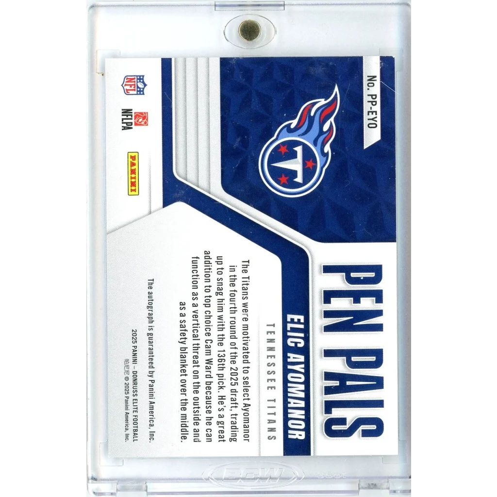 2025 Donruss Elite Pen Pals Elic Ayomanor #PPEYO Auto Rookie RC Football Card