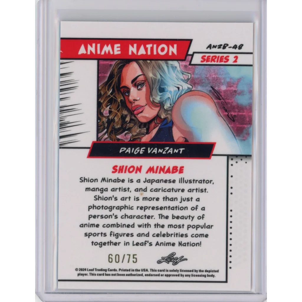 Authentic Paige VanZant anime trading card with third party authentication