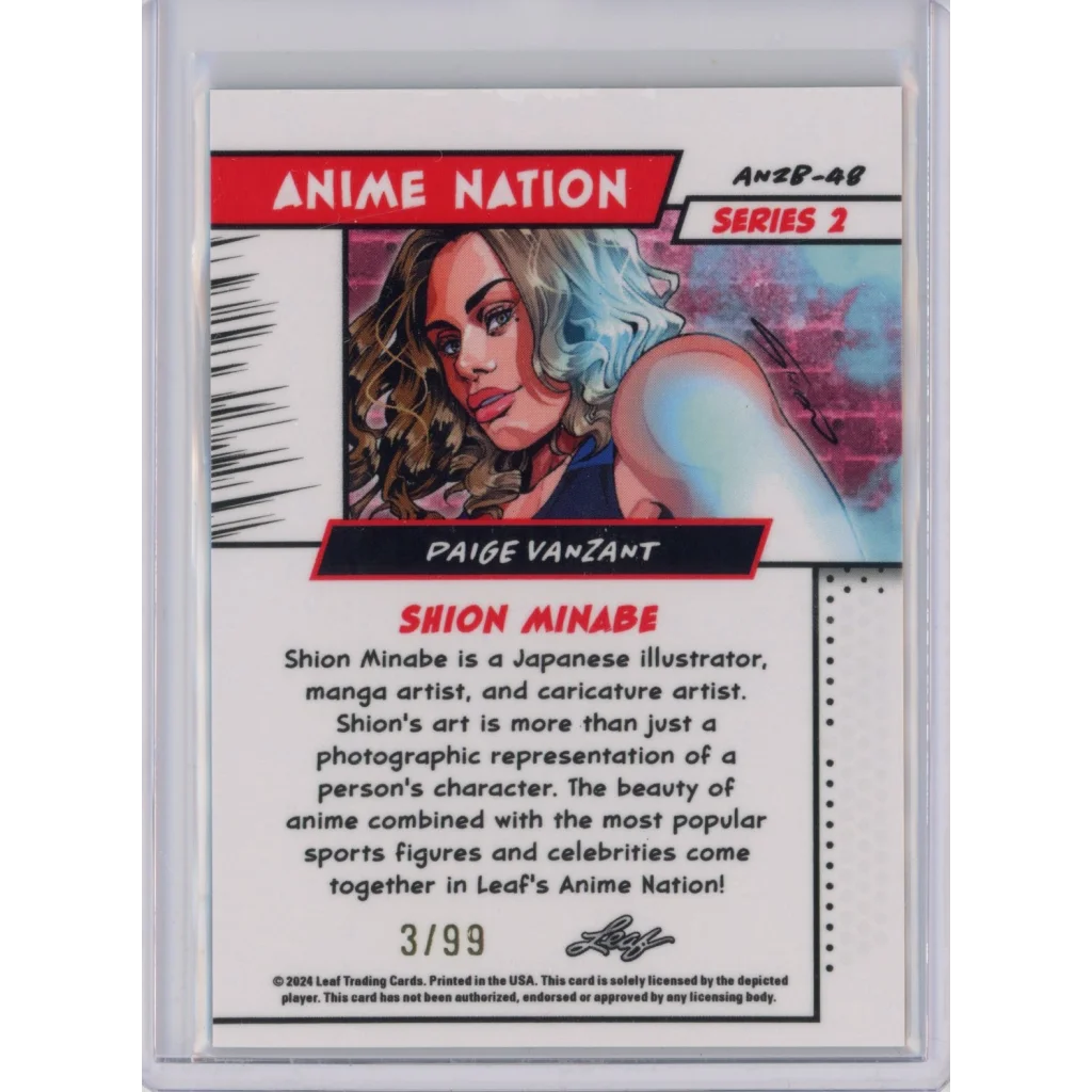 2025 Leaf Anime Nation Paige VanZant #48 Silver /99 signed trading card