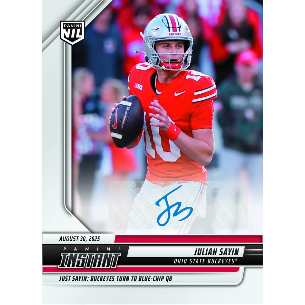 2025 Panini Instant Julian Sayin #JSA Auto /99 Ohio State Buckeyes Rookie RC Football Card | Hall of Fame Sports Memorabilia | vintageantiquesgifts.com