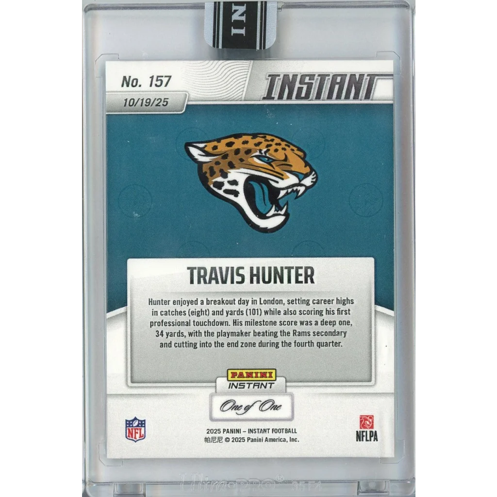 2025 Panini Instant Travis Hunter #157 Magma 1/1 Jacksonville Jaguars Rookie RC Football Card | Limited Edition /1 Magma Football Card | vintageantiquesgifts.com
