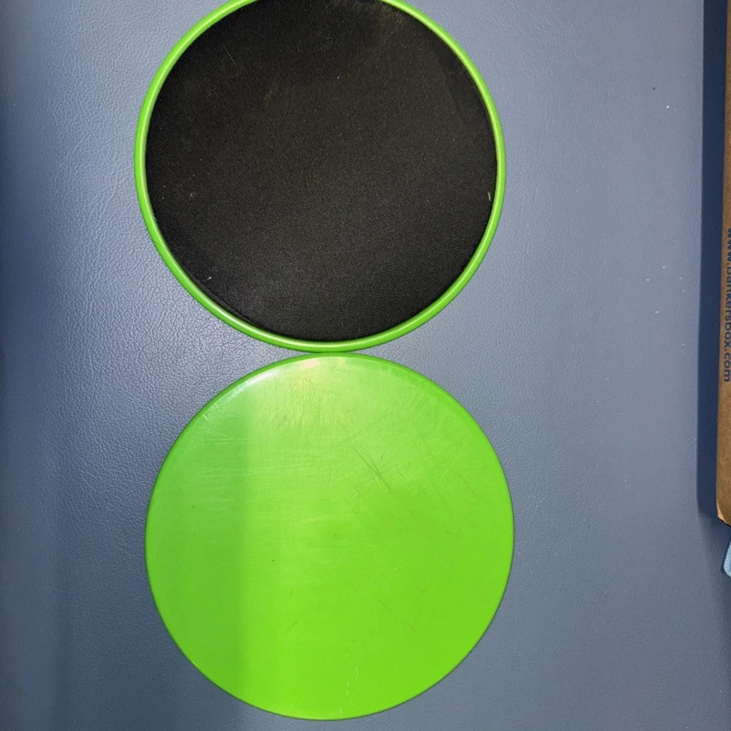 2pcs core exercise sliders bright green disc with black textured surface