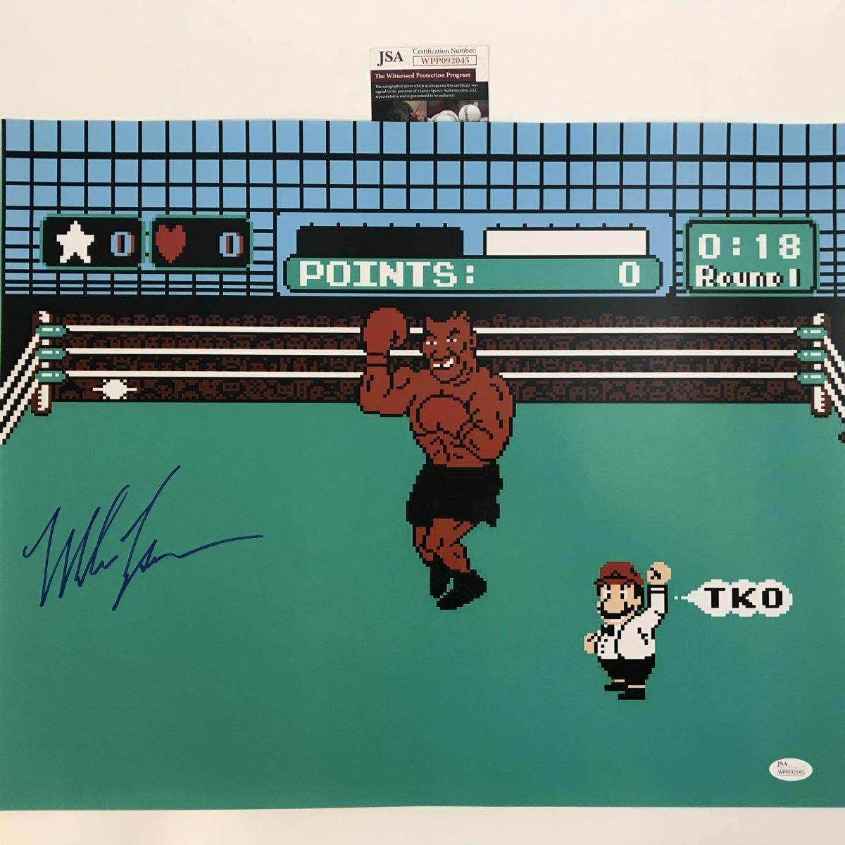 Mike Tyson signed Punch-Out Nintendo boxing 16x20 photo with JSA COA certification