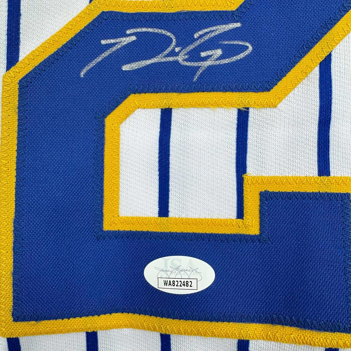 Framed Autographed Prince Fielder 35x39 Milwaukee White Pinstripe Baseball Jersey JSA COA