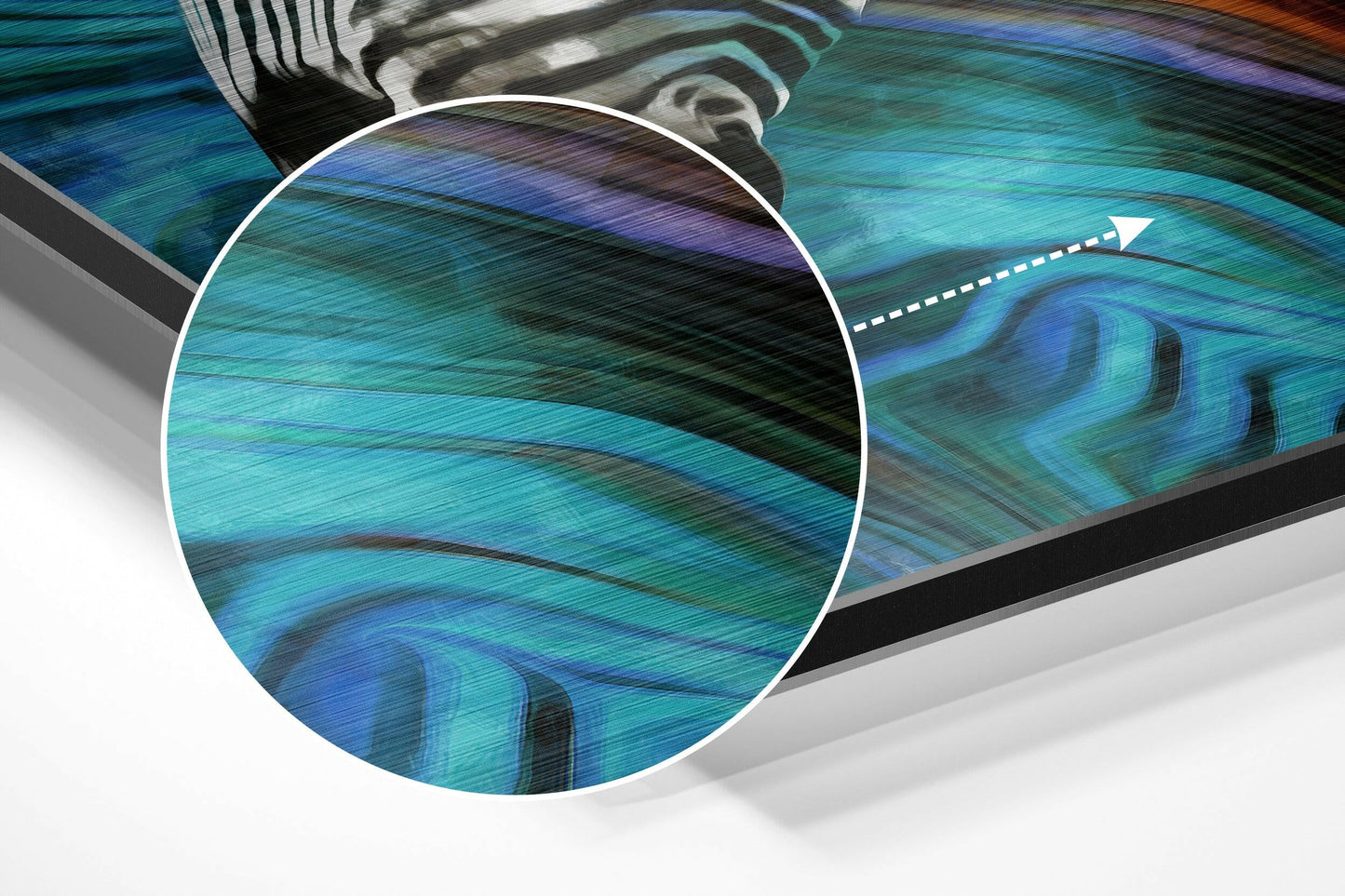 Rainbow Painted Zebra Profile Brushed Aluminium Dibond Wall Art