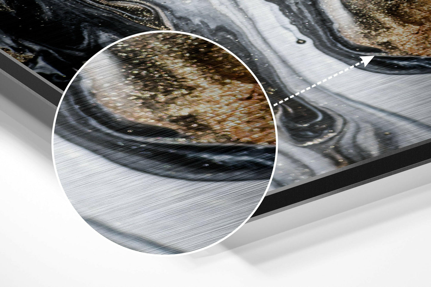 Black White Gold Flow Brushed Aluminium Dibond Wall Art