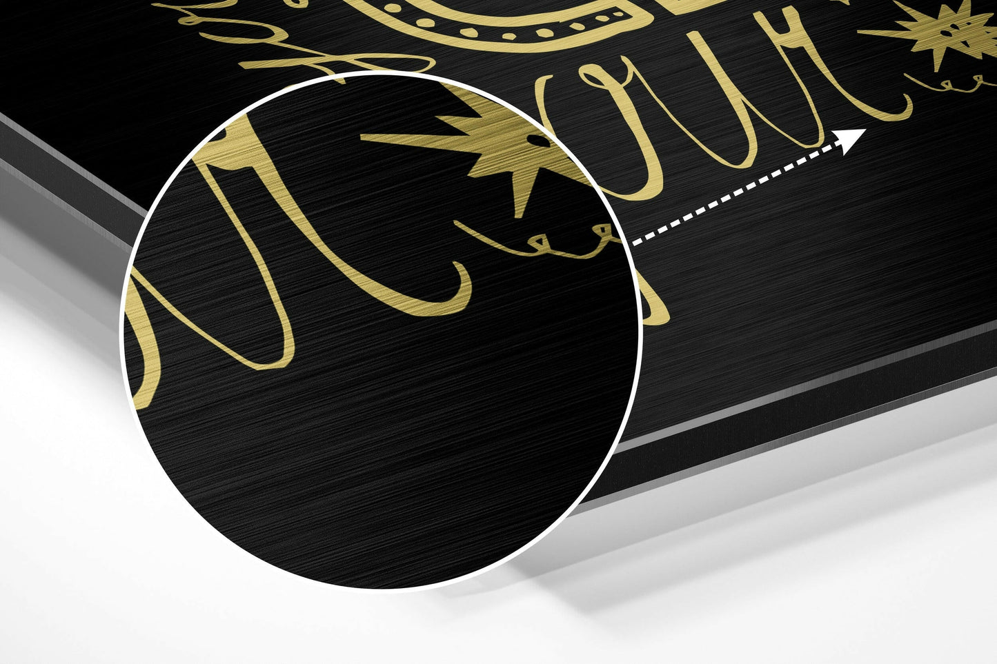 Yellow Hand Lettered Change Quote on Black Brushed Aluminium Dibond Wall Art