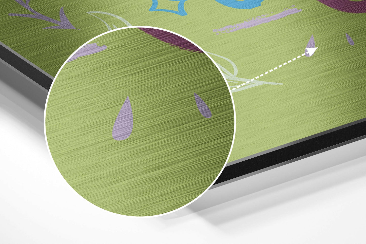 Lime Green Leafy Never Give Up Brushed Aluminum Dibond Wall Art