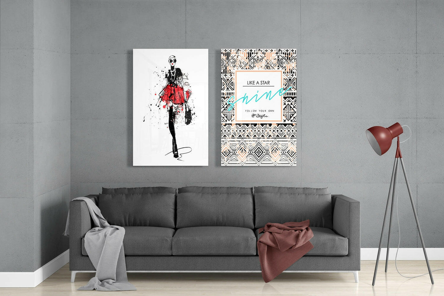 Follow Your Own Style 2 Pieces Combine Glass Wall Art