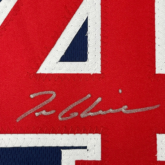 Framed Autographed/Signed Tom Glavine Hall of Fame Atlanta Braves Blue Baseball Jersey JSA COA