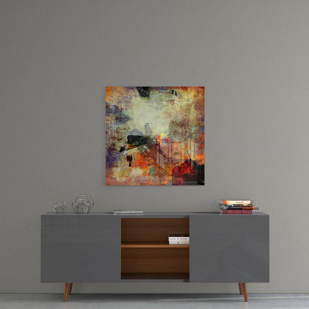 Warm Earthy Collage Abstract Glass Wall Art