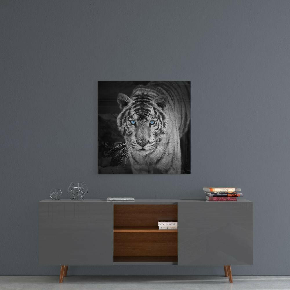Blue Eyed White Tiger Glass Wall Art