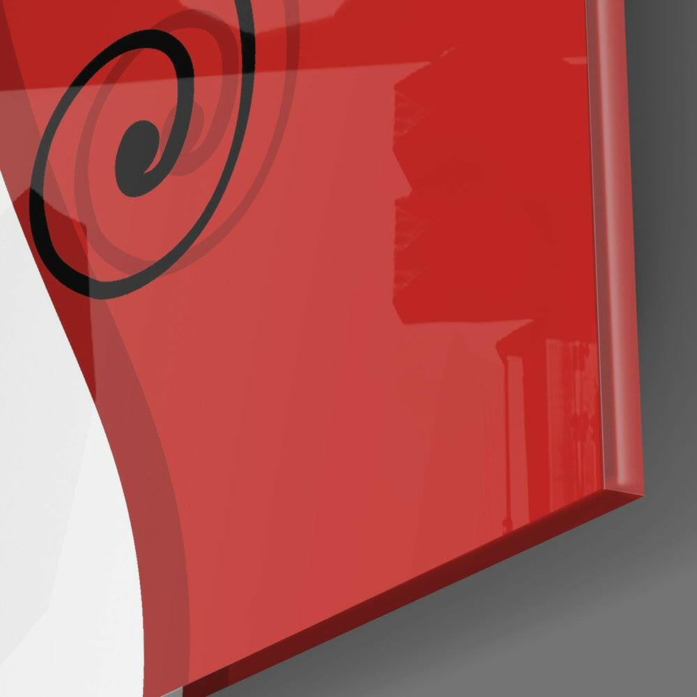 Black And White Pair On Red Cats Glass Wall Art