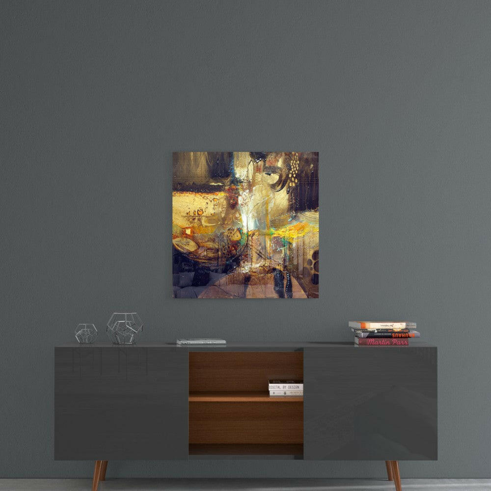 Golden Bronze Textured Abstract Glass Wall Art