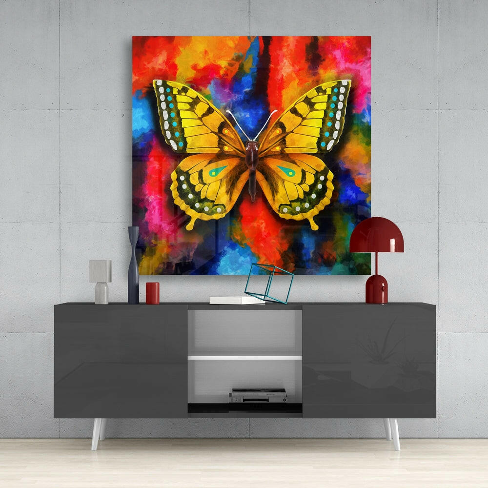 Yellow Swallowtail Butterfly Glass Wall Art