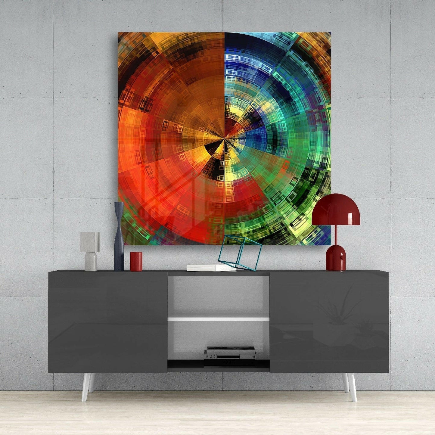Radial Color Wheel Mosaic Glass Wall Art