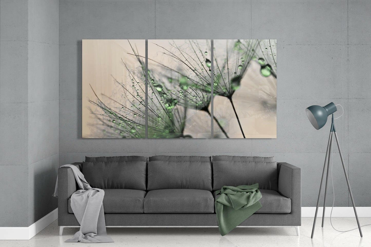 Dewdrop Dandelion Seeds Macro Glass Wall Art