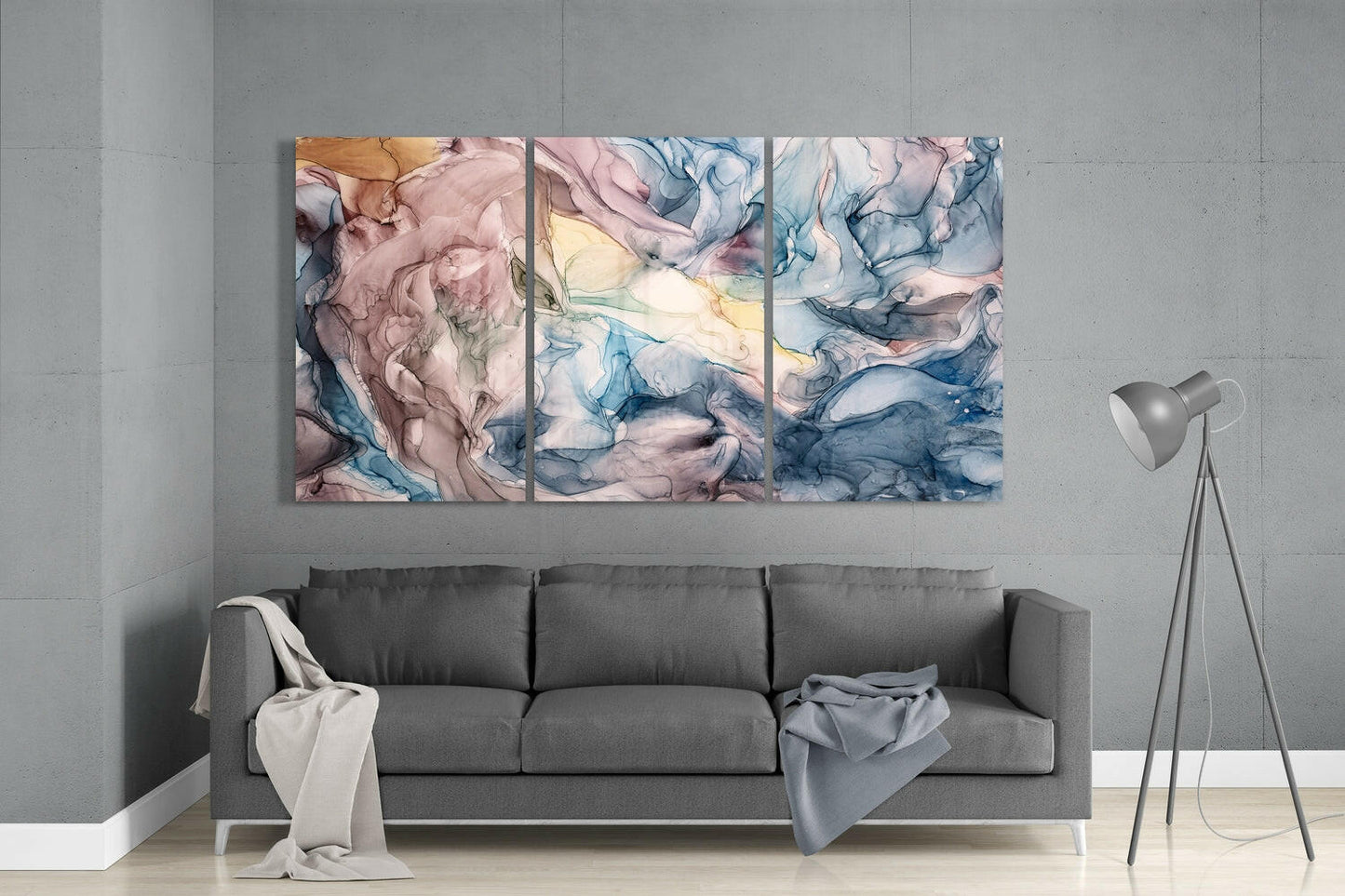 Pastel Blush And Slate Marble Glass Wall Art