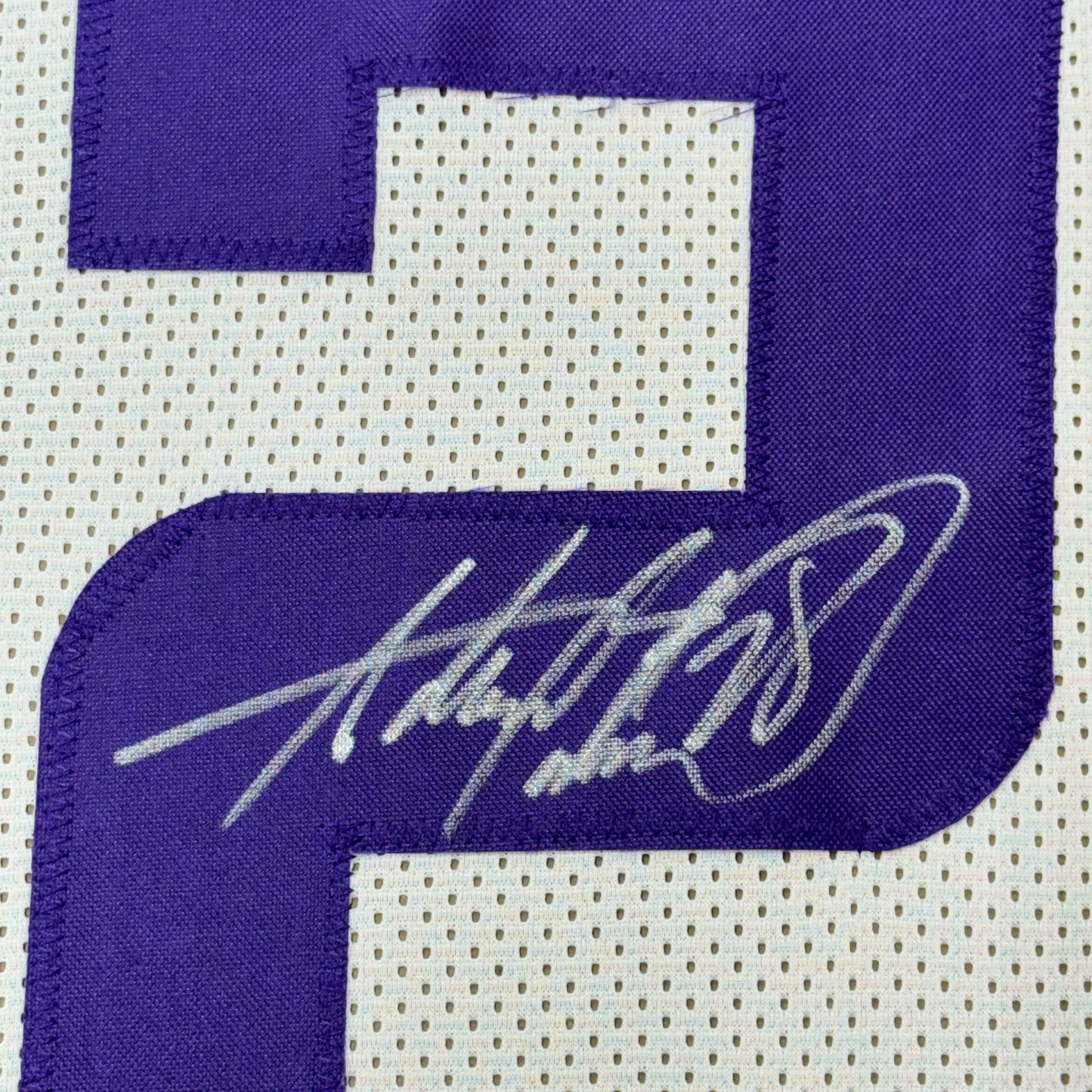 Framed Autographed/Signed Adrian Peterson 35x39 Minnesota White Football Jersey JSA COA