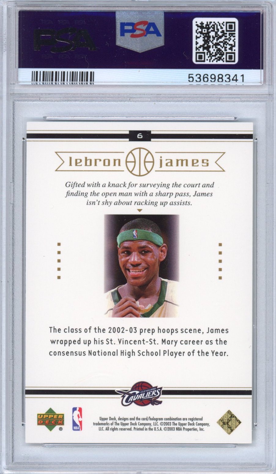 Graded 2003-04 Upper Deck Box Set LeBron James #6 Rookie RC Basketball Card PSA 9 Mint