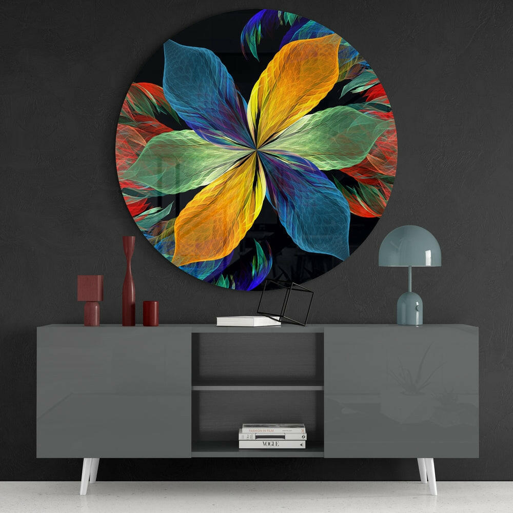 Translucent Rainbow Petals Flower Glass Wall Art