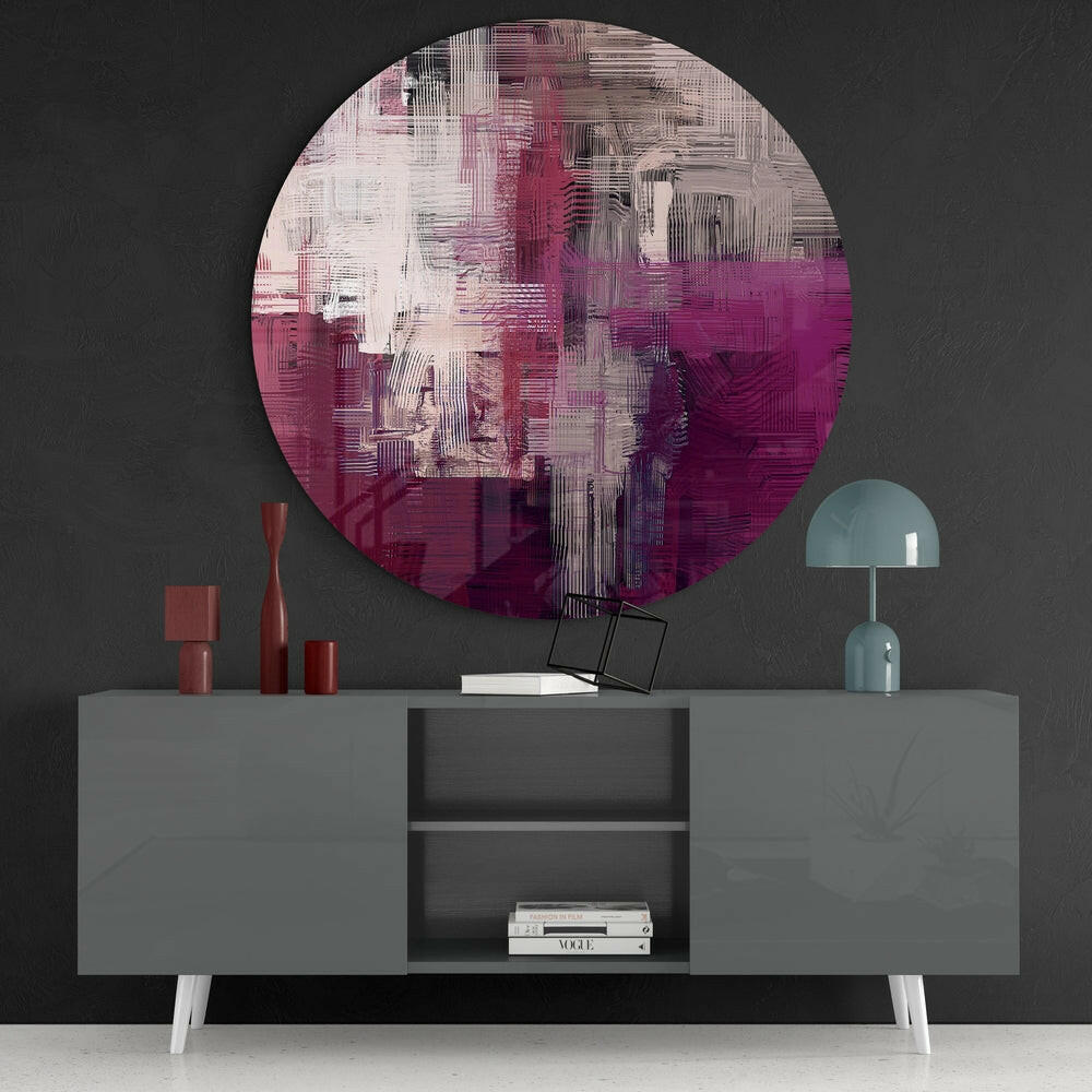 Magenta Woven Crosshatch Glass Wall Art