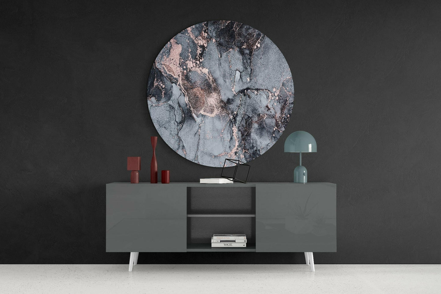 Slate Gray Copper Marble Glass Wall Art