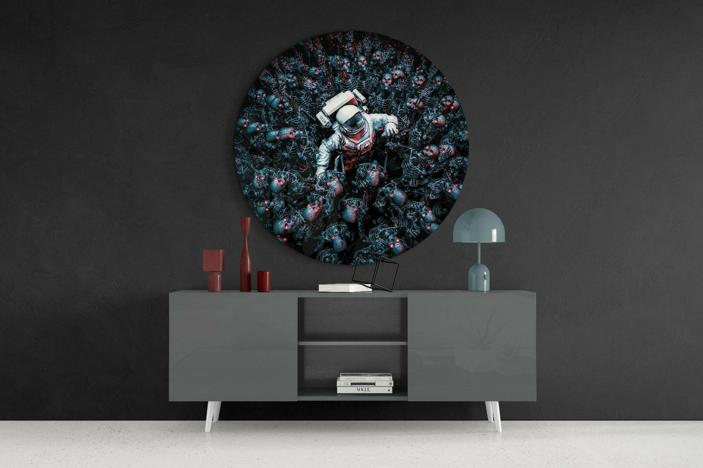 Skeleton Horde Spaceman Escape Glass Wall Art