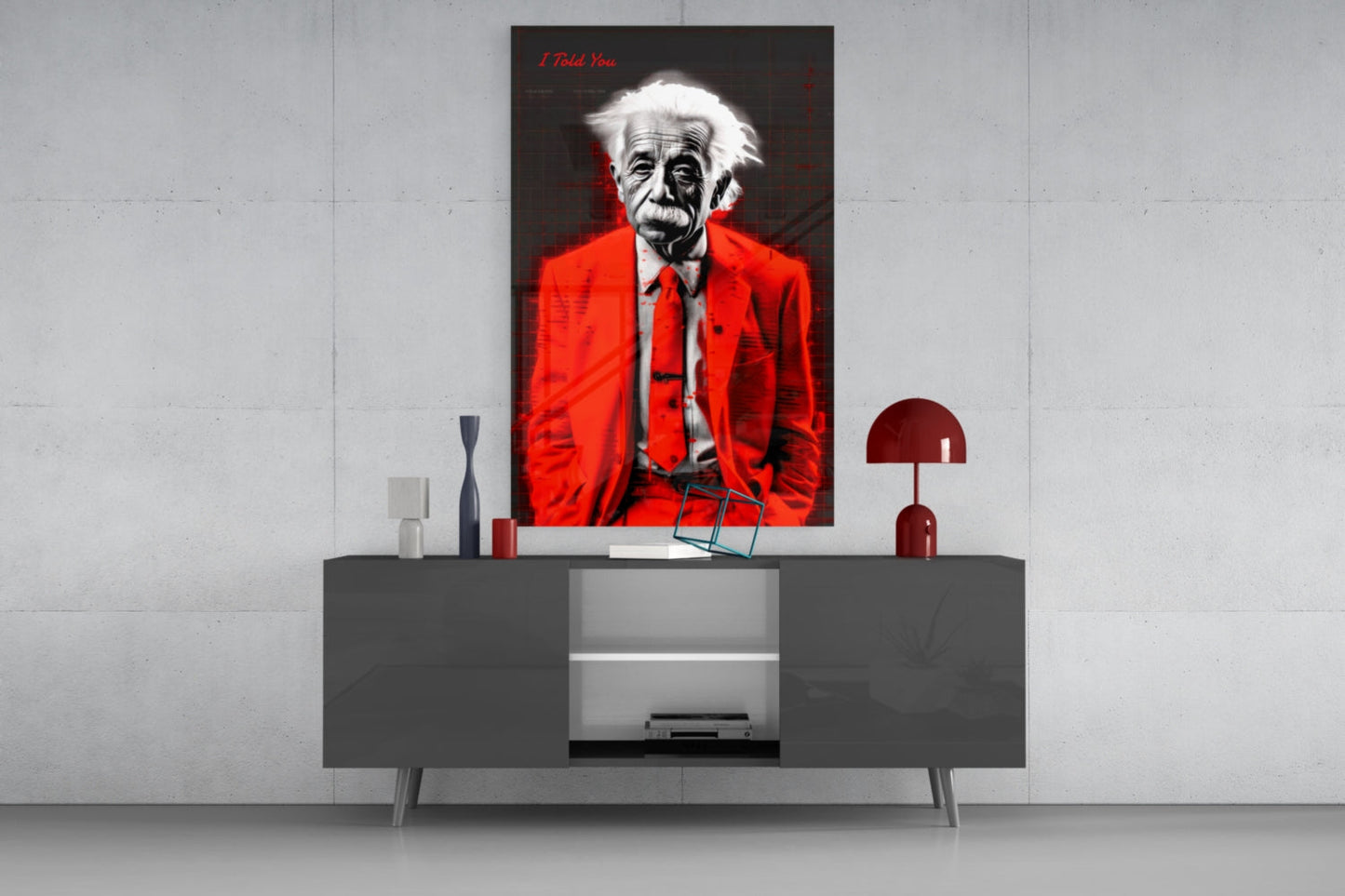 Red Suit I Told You Professor Glass Wall Art