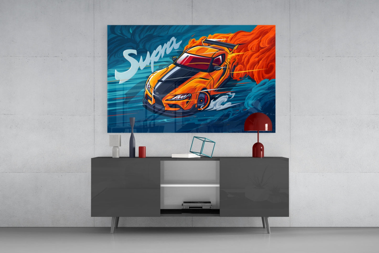 Turbo Coupe Blazing Speed Glass Wall Art || Designer Collection
